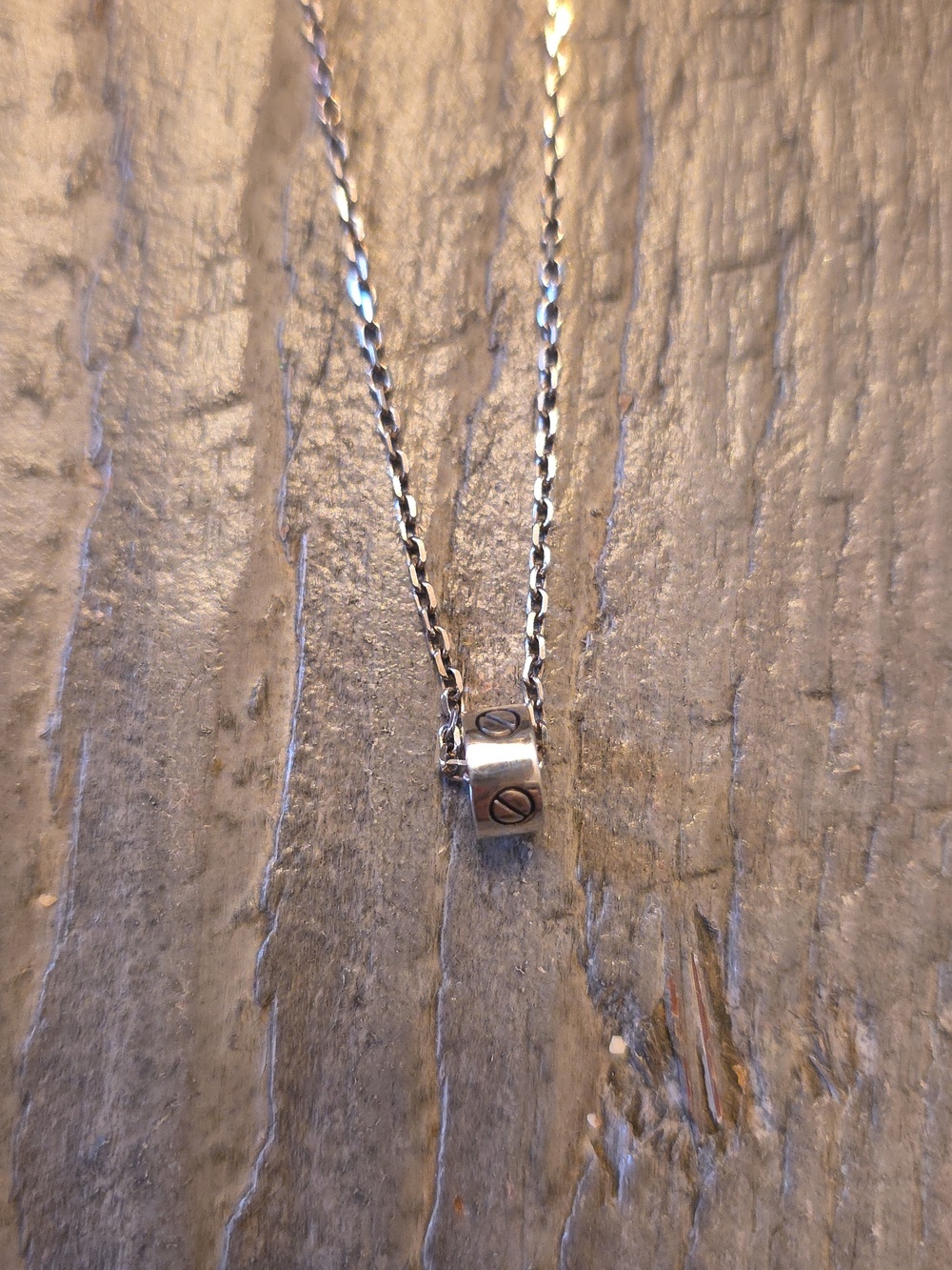Cartier Style Delicate Sterling Silver Screw Accent Necklace